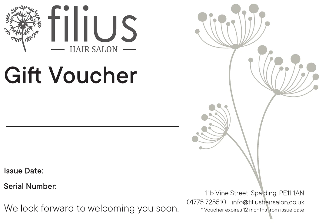 Filius Hair Salon gift voucher design